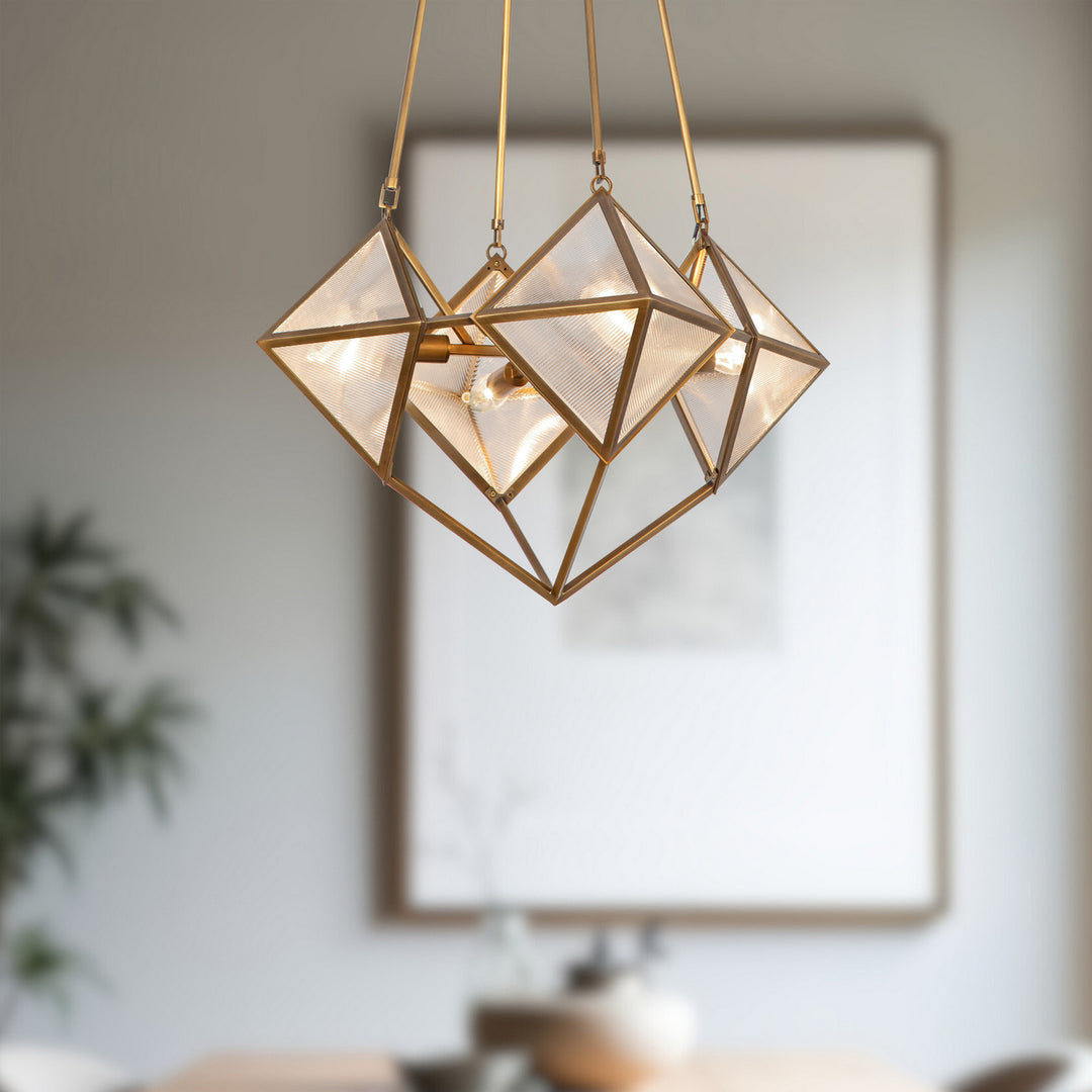 Alora Canada - CH332421VBCR - Four Light Chandelier - Cairo - Ribbed Glass/Vintage Brass