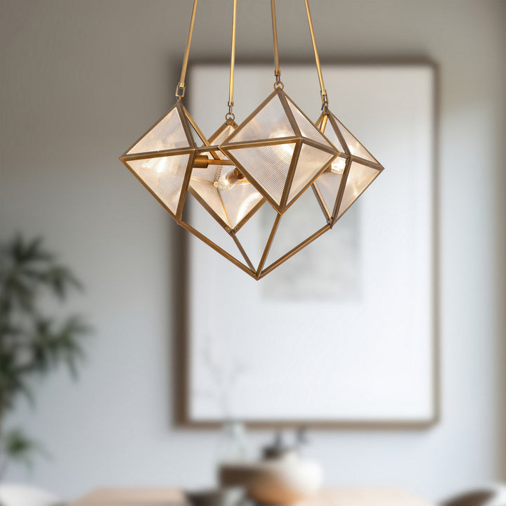 Alora Canada - CH332421VBCR - Four Light Chandelier - Cairo - Ribbed Glass/Vintage Brass