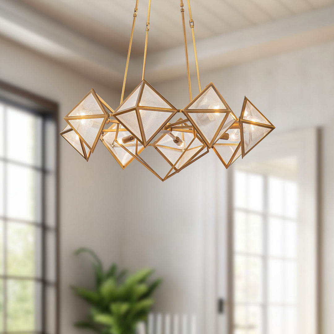 Alora Canada - CH332830VBCR - Eight Light Chandelier - Cairo - Ribbed Glass/Vintage Brass