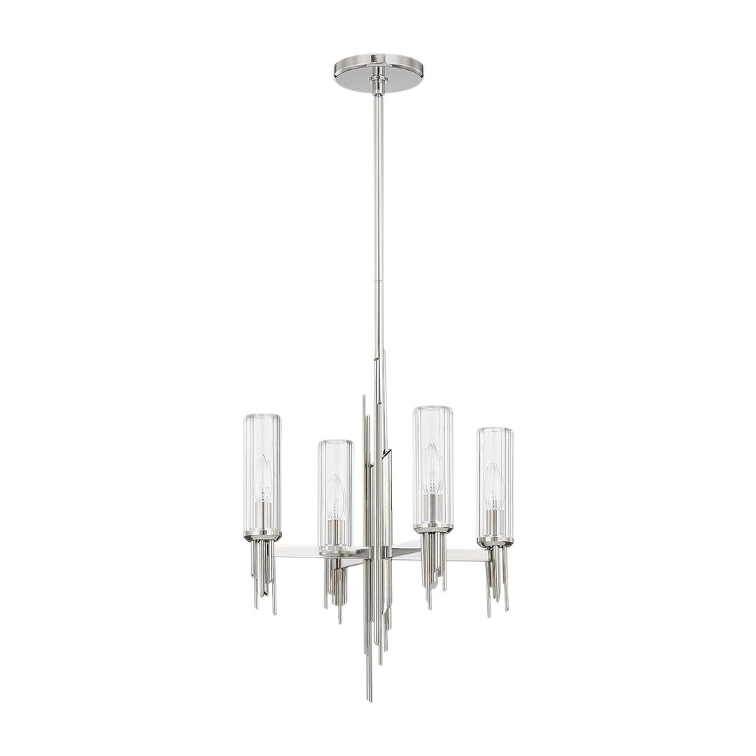 Alora Canada - CH335418PNCR - Four Light Chandelier - Torres - Polished Nickel/Ribbed Glass