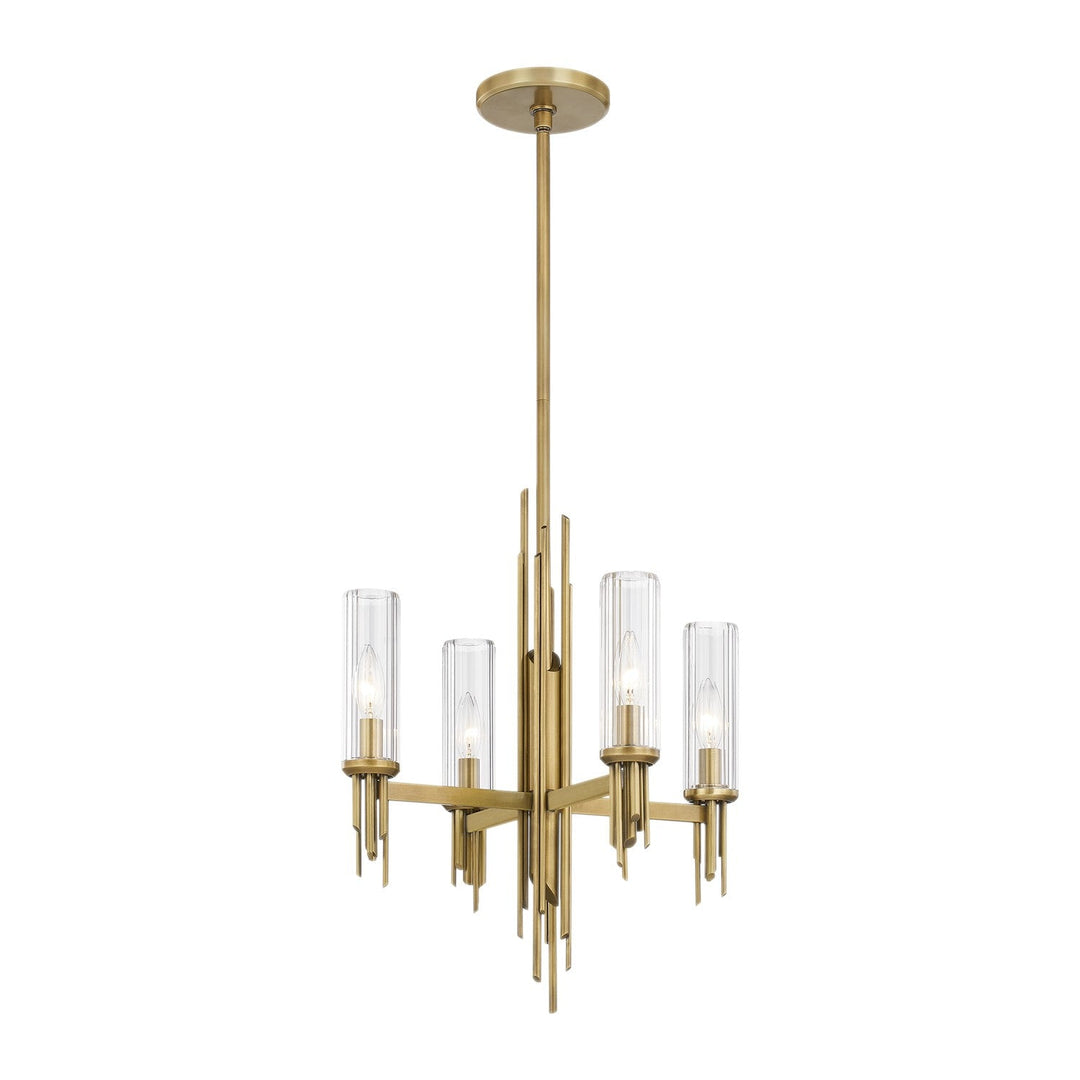Alora Canada - CH335418VBCR - Four Light Chandelier - Torres - Ribbed Glass/Vintage Brass
