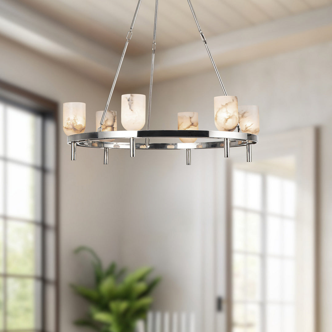 Alora Canada - CH338632PNAR - Six Light Chandelier - Lucian - Polished Nickel/Alabaster