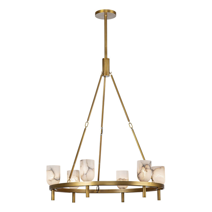 Alora Canada - CH338632VBAR - Six Light Chandelier - Lucian - Vintage Brass/Alabaster