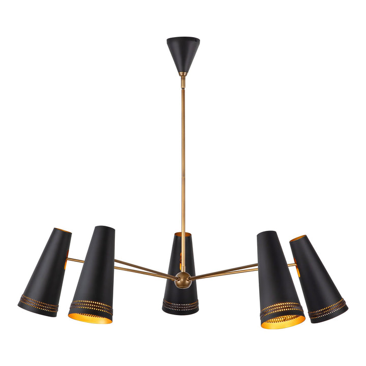 Alora Canada - CH342545MBHL - Five Light Chandelier - Brickell - Matte Black/Hazelnut Leather