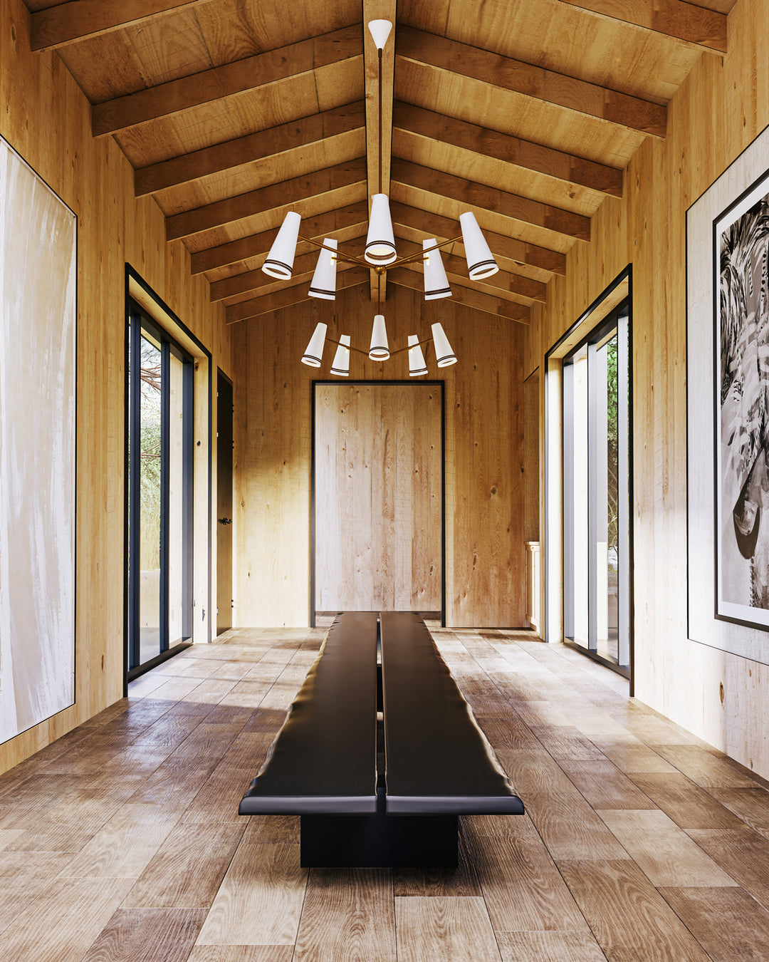 Alora Canada - CH342545MWHL - Five Light Chandelier - Brickell - Matte White/Hazelnut Leather