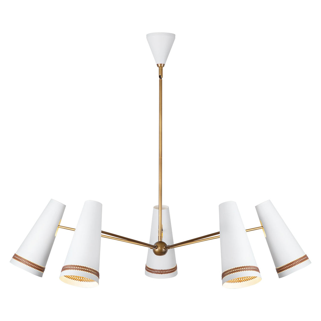Alora Canada - CH342545MWHL - Five Light Chandelier - Brickell - Matte White/Hazelnut Leather