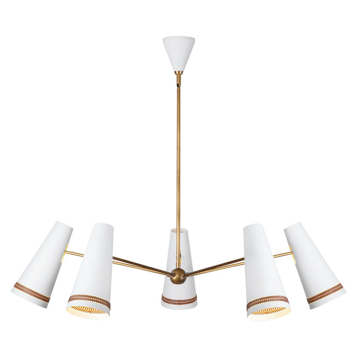 Alora Canada - CH342545MWHL - Five Light Chandelier - Brickell - Matte White/Hazelnut Leather