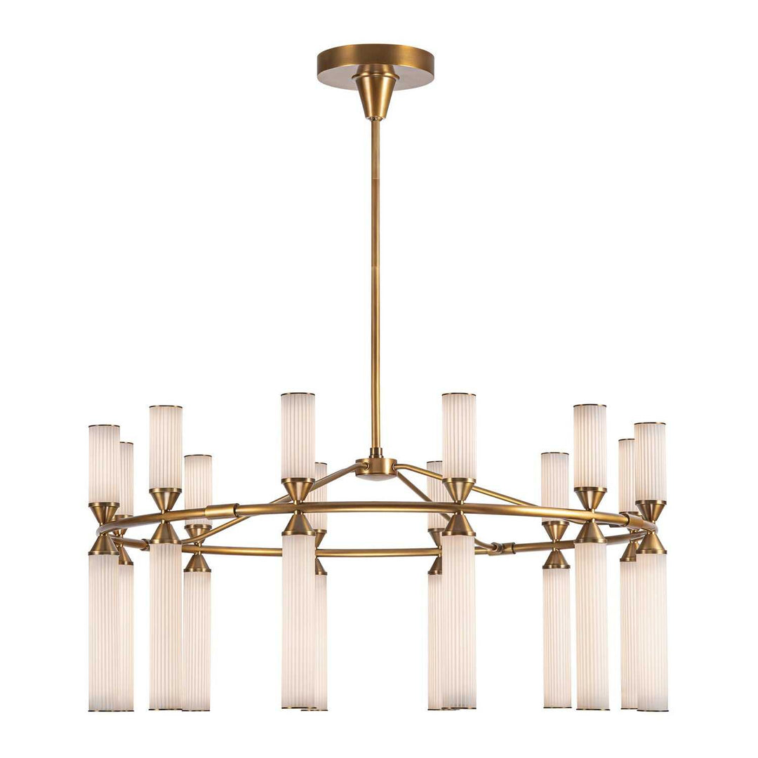 Alora Canada - CH348038VBFR - LED Chandelier - Edwin - Vintage Brass/Frosted Ribbed Glass