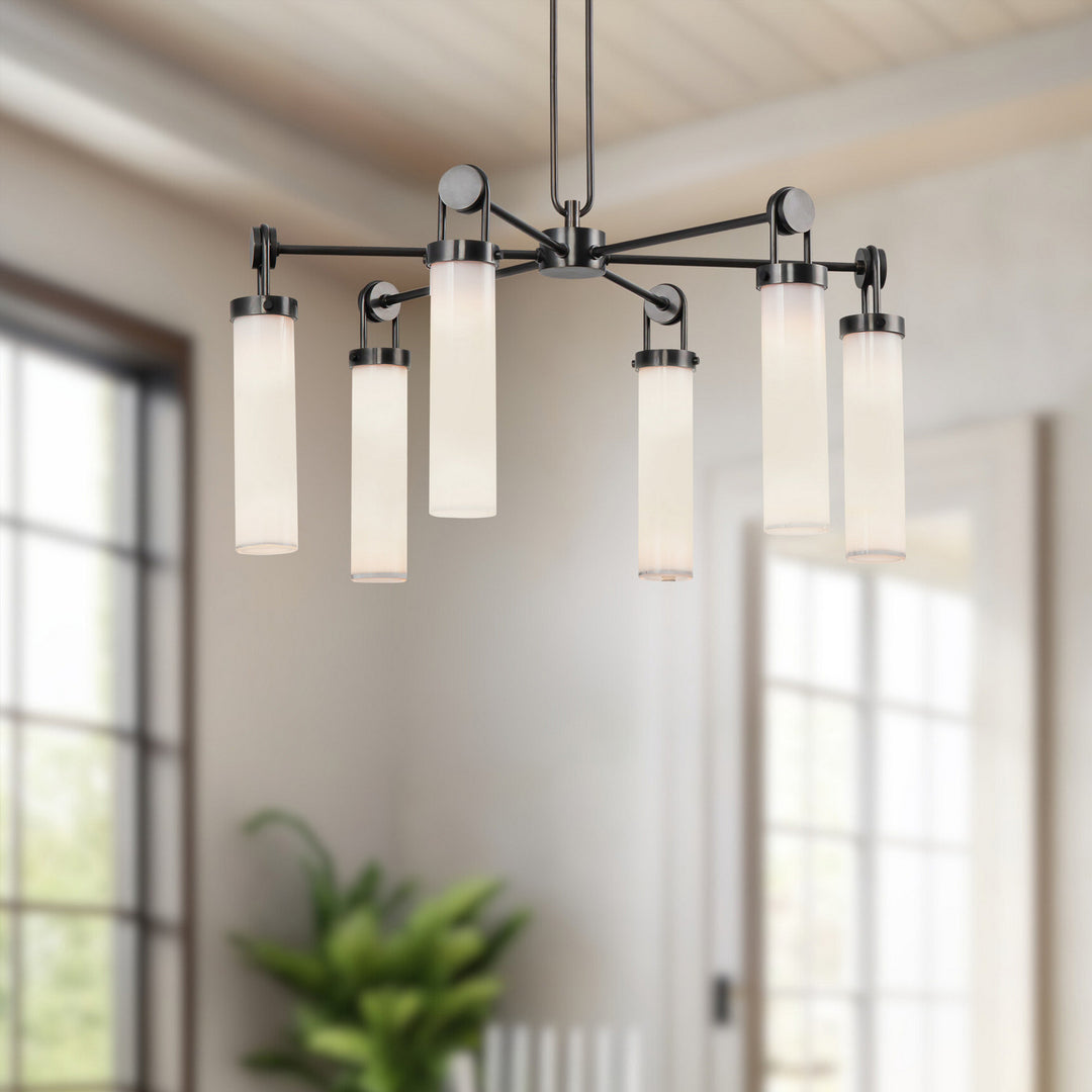 Alora Canada - CH355632UBGO - Six Light Chandelier - Wynwood - Urban Bronze/Glossy Opal