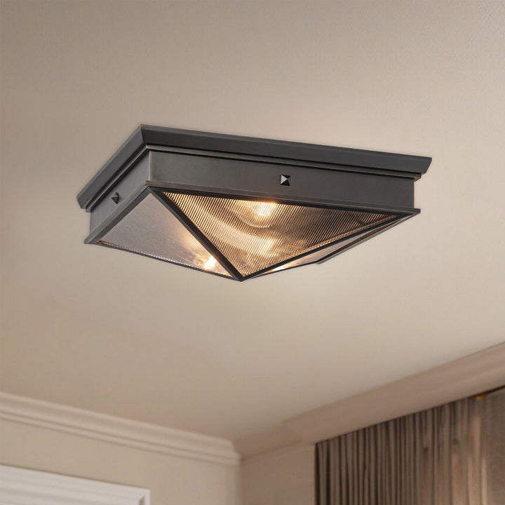 Alora Canada - FM332615UBCR - Two Light Flush Mount - Cairo - Ribbed Glass/Urban Bronze