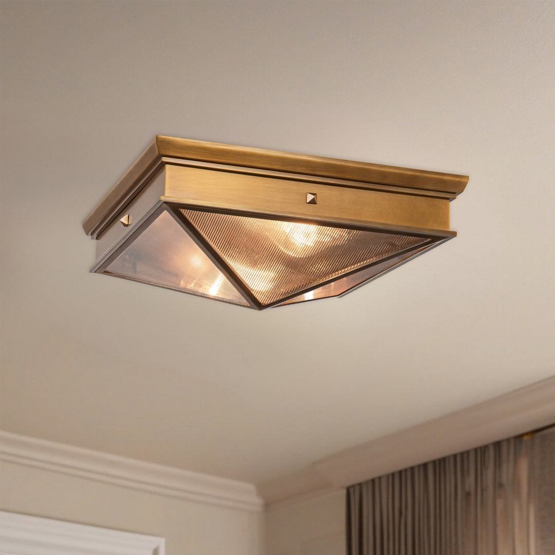Alora Canada - FM332615VBCR - Two Light Flush Mount - Cairo - Ribbed Glass/Vintage Brass