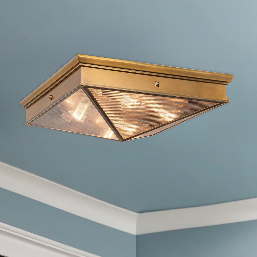 Alora Canada - FM332919VBCR - Four Light Flush Mount - Cairo - Ribbed Glass/Vintage Brass
