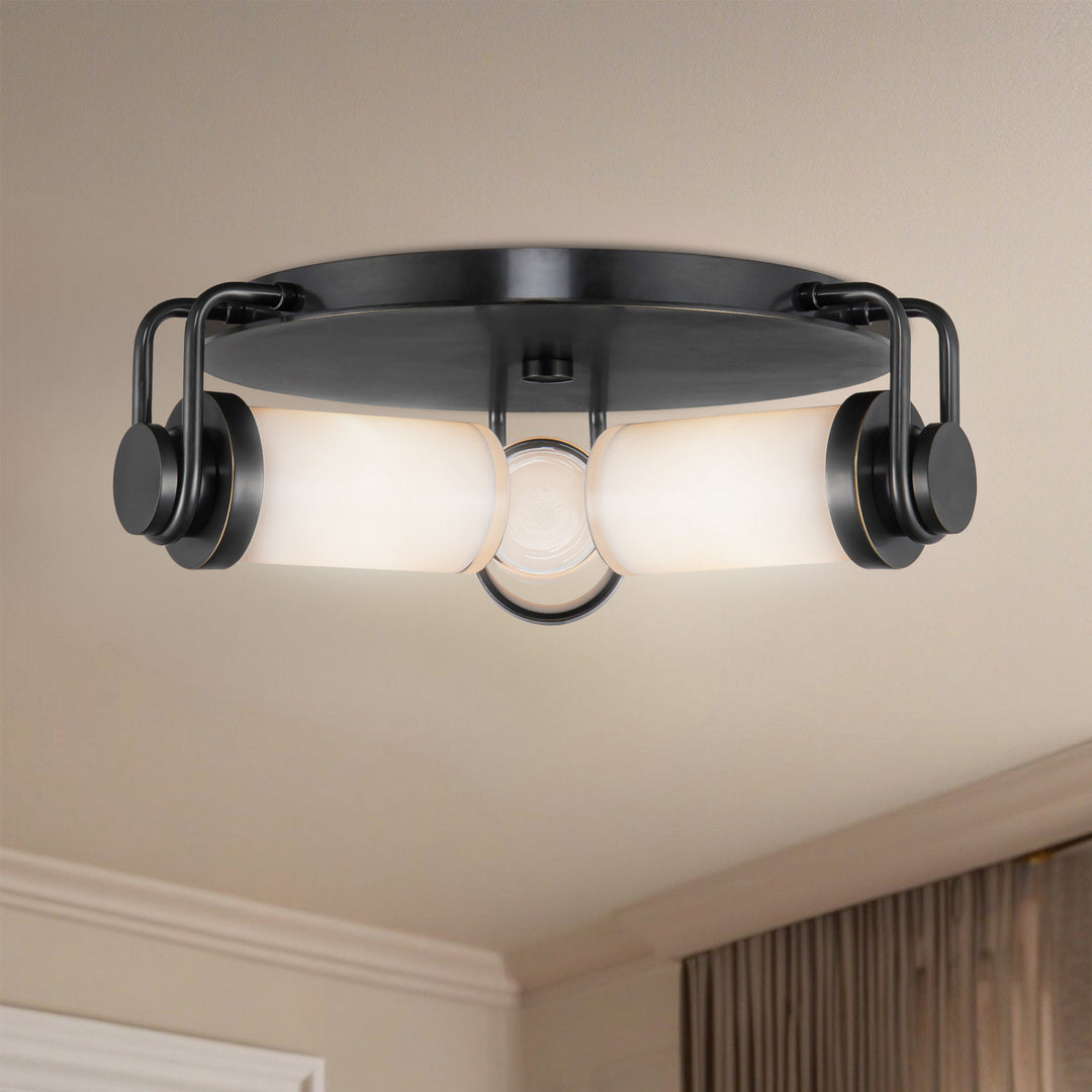 Alora Canada - FM355317UBGO - Three Light Flush Mount - Wynwood - Urban Bronze/Glossy Opal