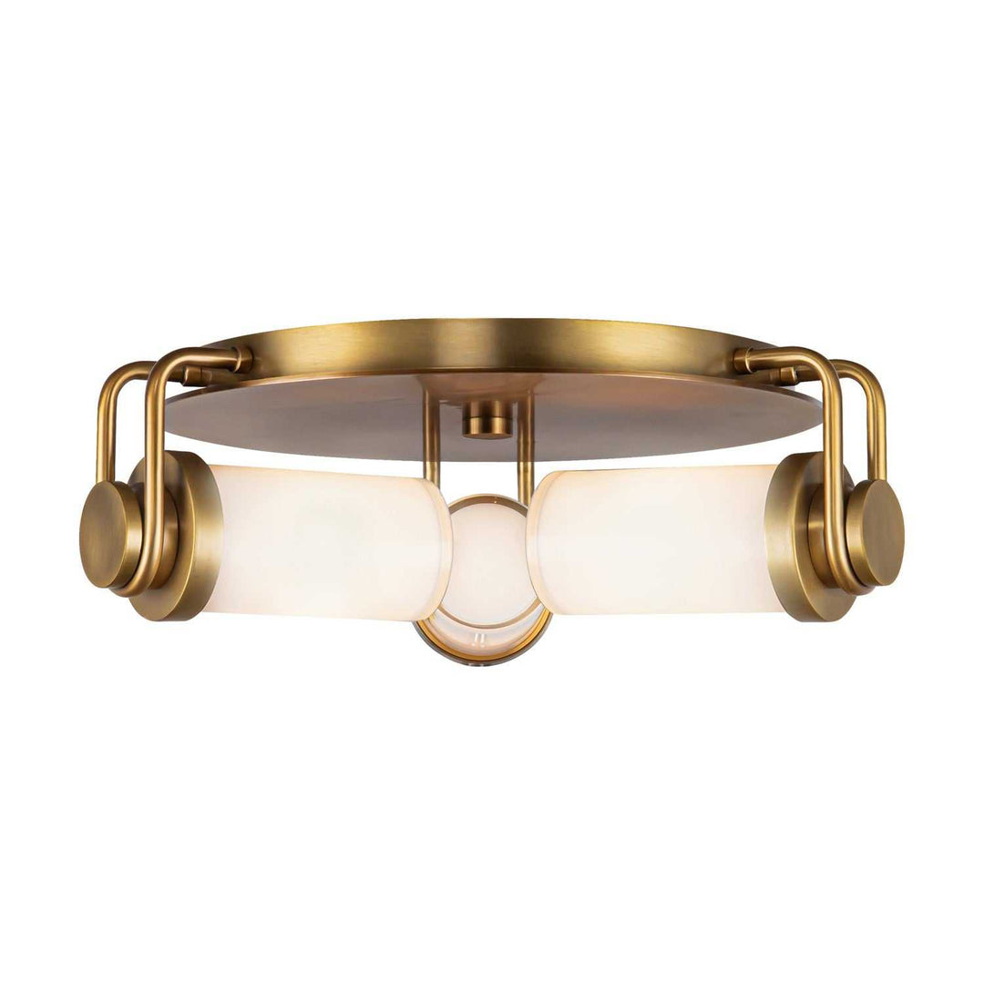 Alora Canada - FM355317VBGO - Three Light Flush Mount - Wynwood - Vintage Brass/Glossy Opal