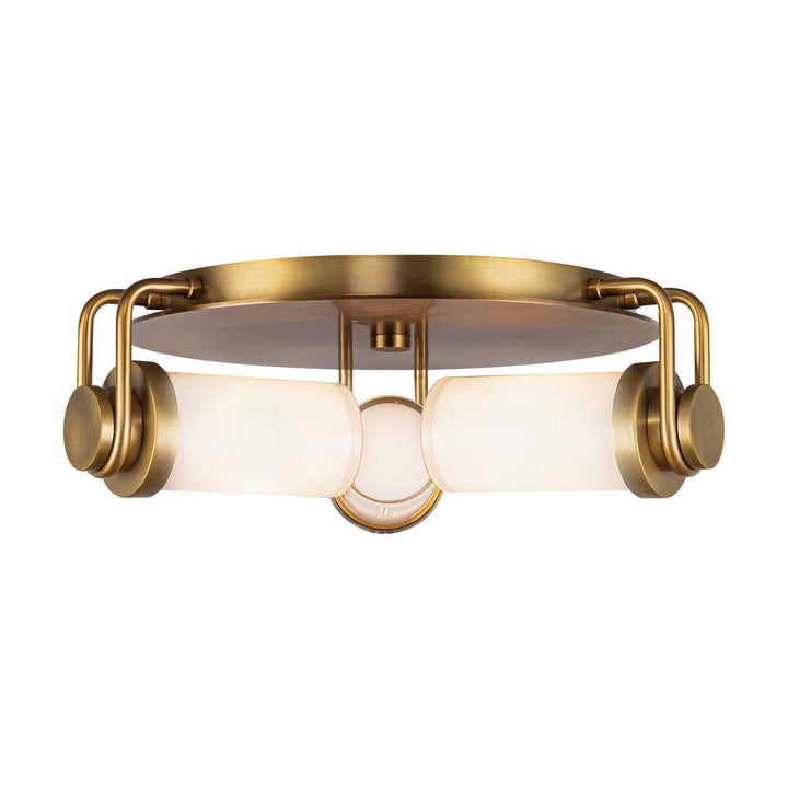 Alora Canada - FM355317VBGO - Three Light Flush Mount - Wynwood - Vintage Brass/Glossy Opal