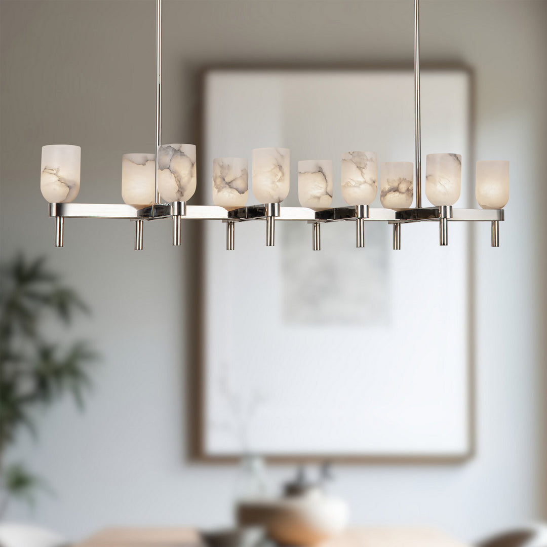 Alora Canada - LP338052PNAR - Ten Light Linear Pendant - Lucian - Polished Nickel/Alabaster