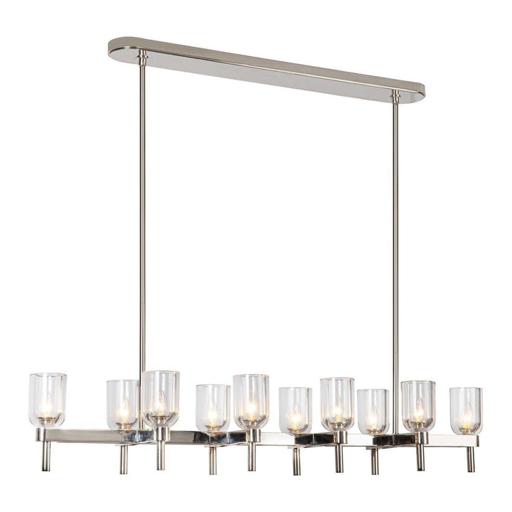 Alora Canada - LP338052PNCC - Ten Light Linear Pendant - Lucian - Polished Nickel/Clear Crystal