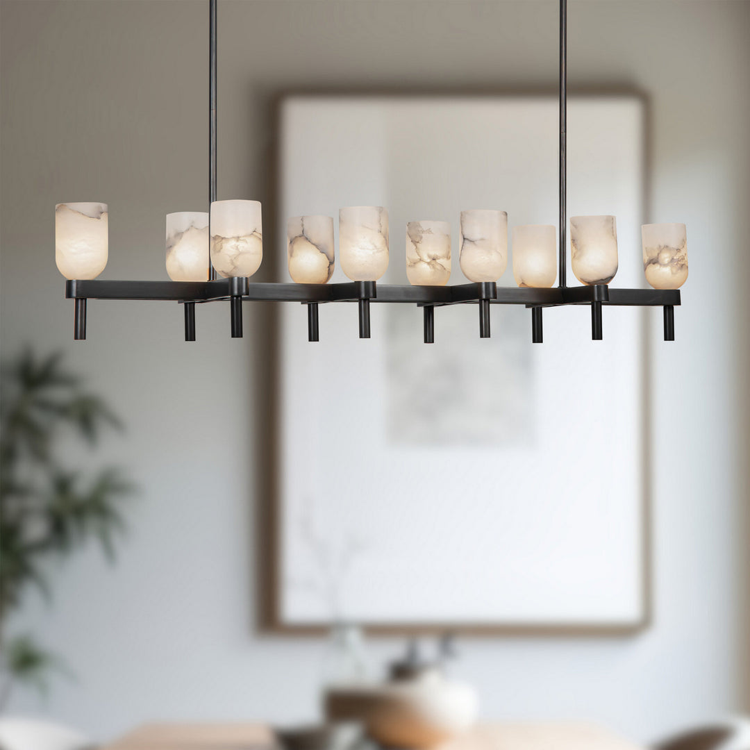 Alora Canada - LP338052UBAR - Ten Light Linear Pendant - Lucian - Urban Bronze/Alabaster