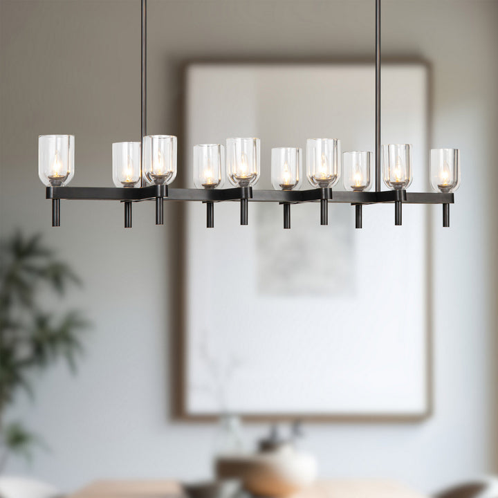 Alora Canada - LP338052UBCC - Ten Light Linear Pendant - Lucian - Urban Bronze/Clear Crystal