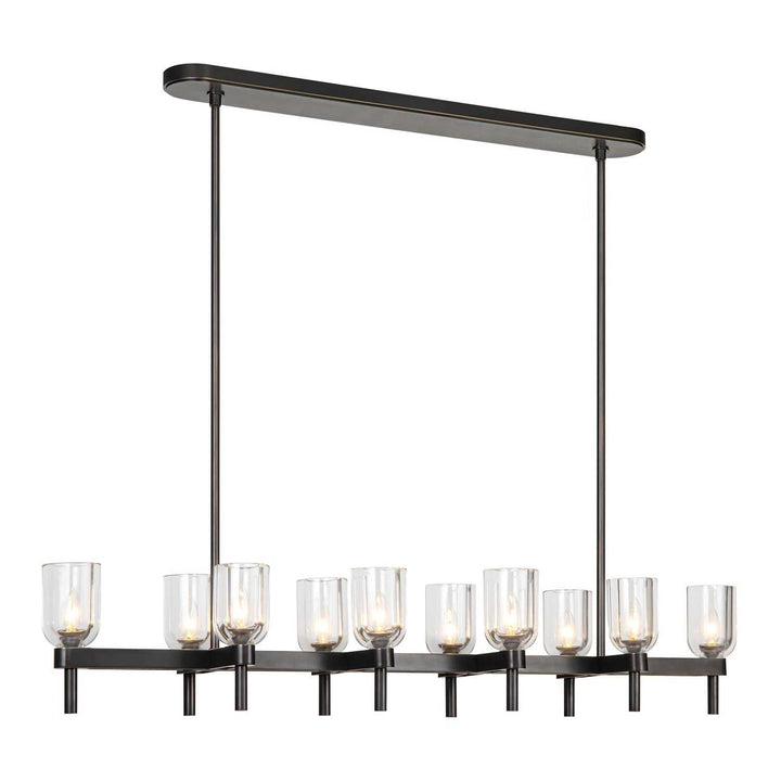 Alora Canada - LP338052UBCC - Ten Light Linear Pendant - Lucian - Urban Bronze/Clear Crystal