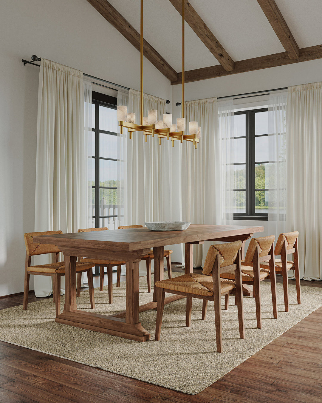 Alora Canada - LP338052VBAR - Ten Light Linear Pendant - Lucian - Vintage Brass/Alabaster