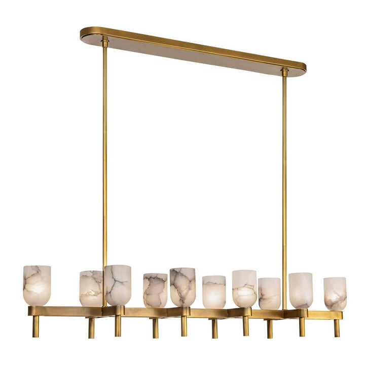 Alora Canada - LP338052VBAR - Ten Light Linear Pendant - Lucian - Vintage Brass/Alabaster