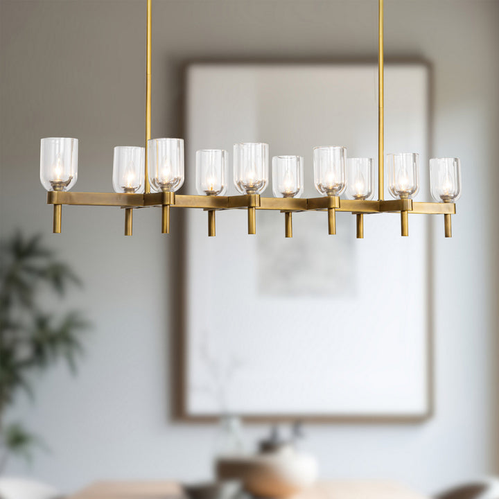 Alora Canada - LP338052VBCC - Ten Light Linear Pendant - Lucian - Vintage Brass/Clear Crystal