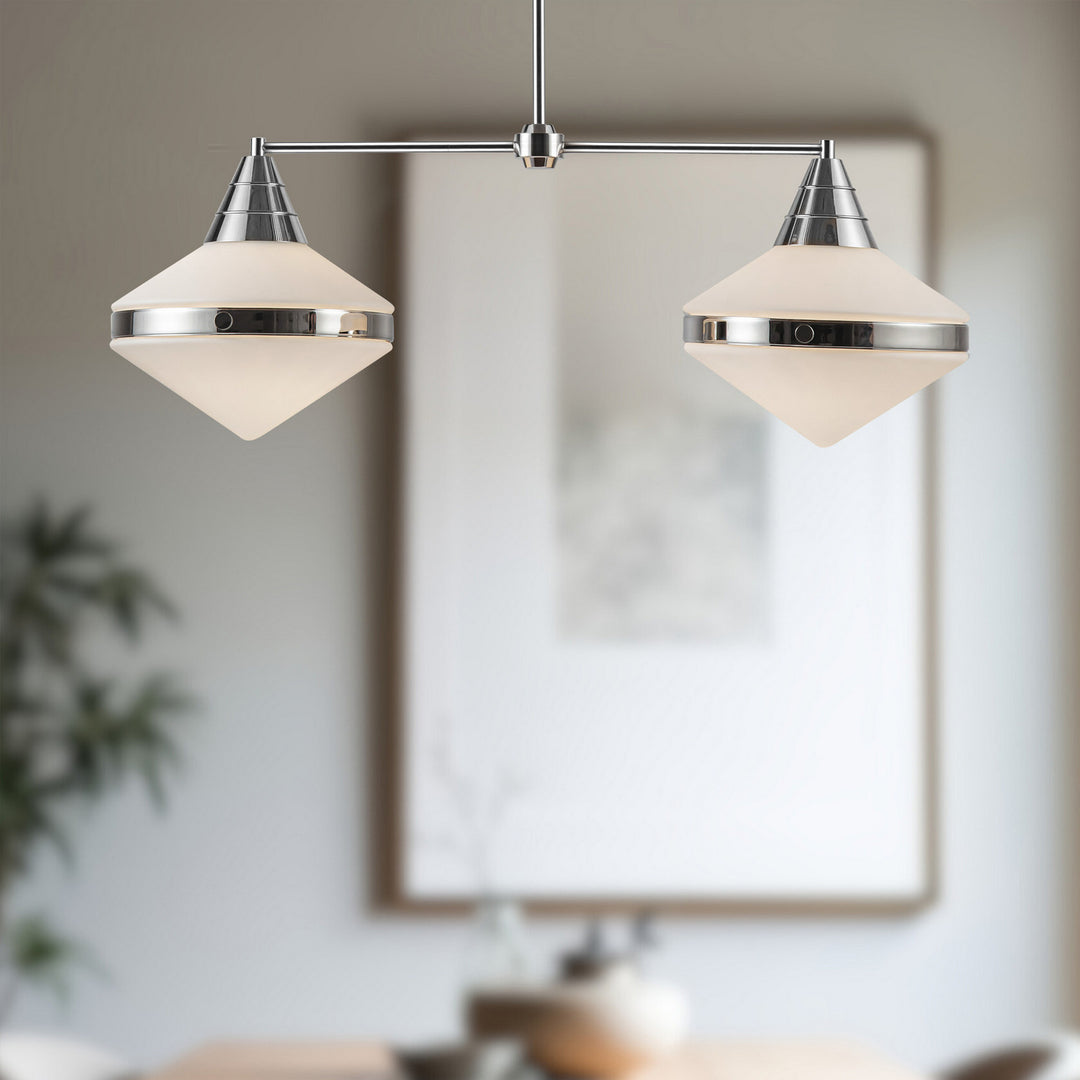 Alora Canada - LP348241PNOP - Two Light Linear Pendant - Willard - Polished Nickel/Opal Matte Glass