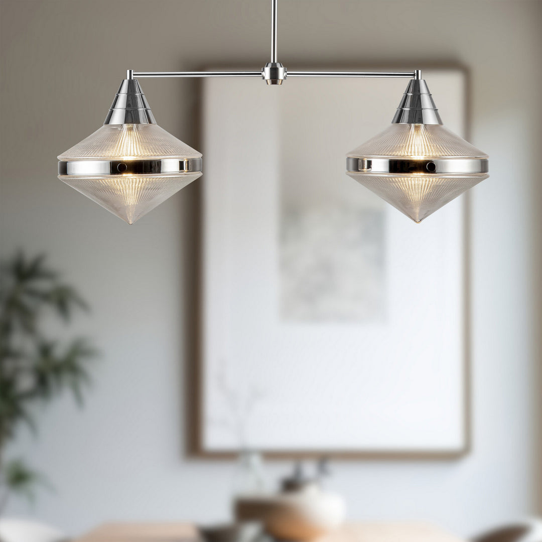 Alora Canada - LP348241PNPG - Two Light Linear Pendant - Willard - Polished Nickel/Prismatic Glass