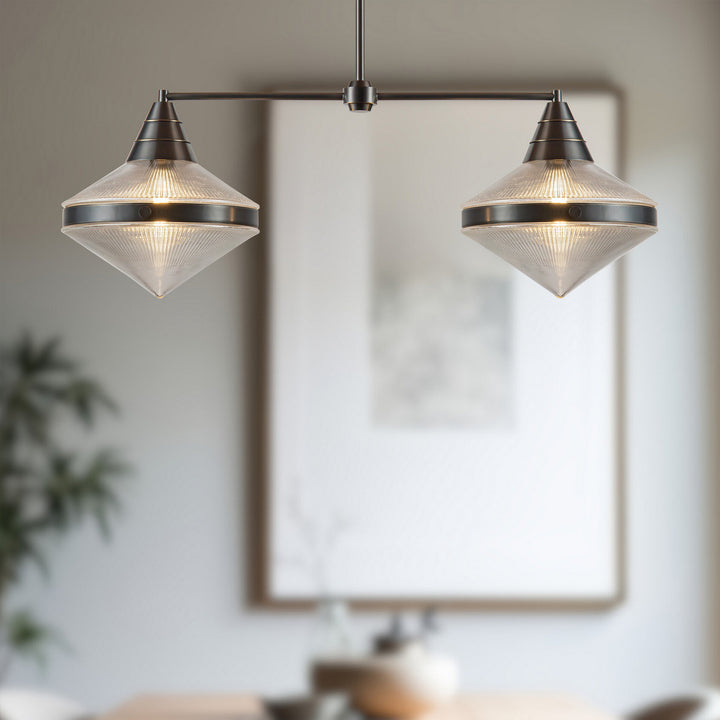 Alora Canada - LP348241UBPG - Two Light Linear Pendant - Willard - Urban Bronze/Prismatic Glass