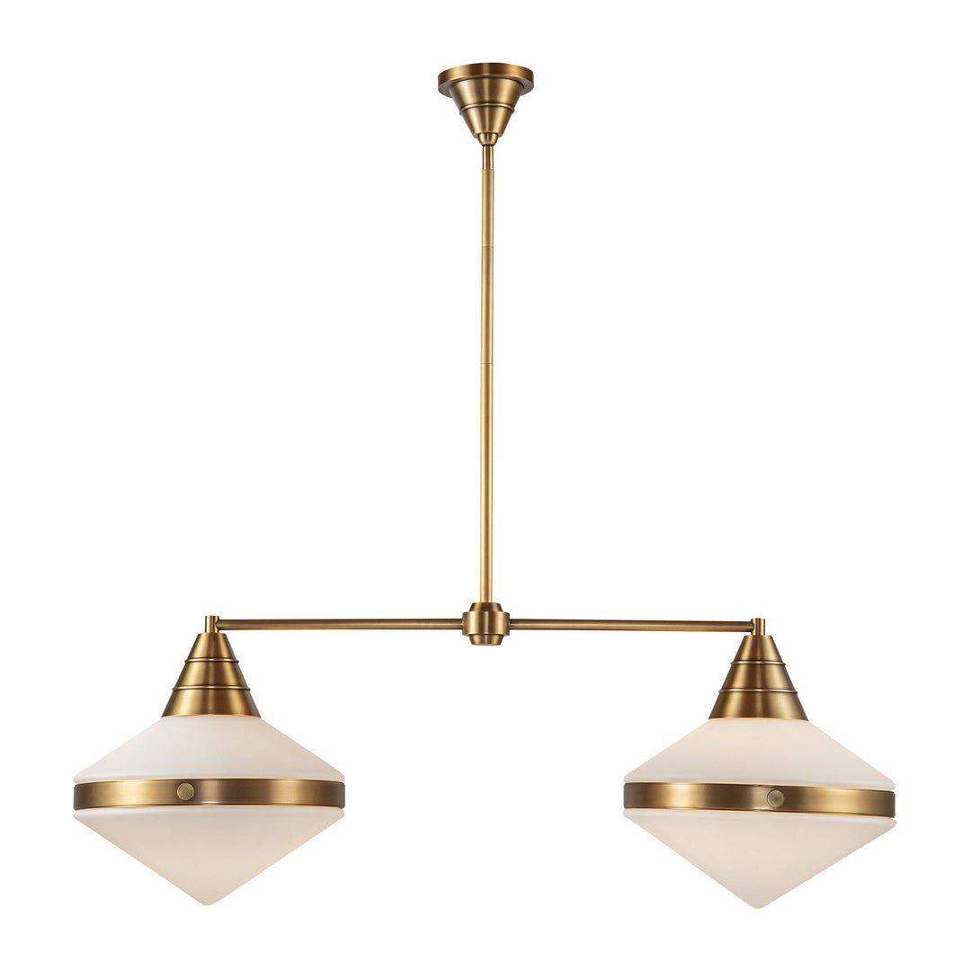 Alora Canada - LP348241VBOP - Two Light Linear Pendant - Willard - Vintage Brass/Opal Matte Glass