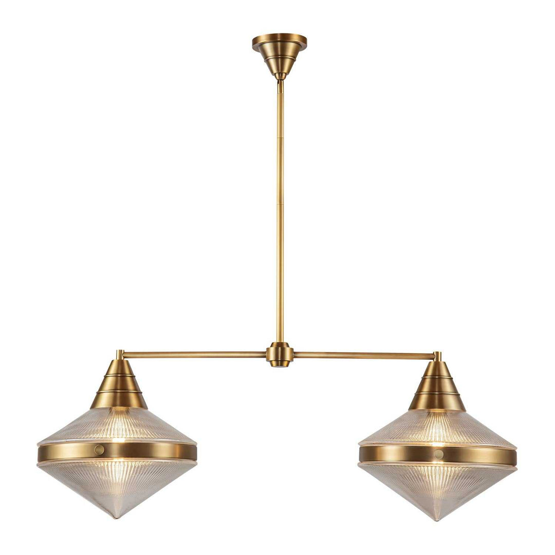 Alora Canada - LP348241VBPG - Two Light Linear Pendant - Willard - Vintage Brass/Prismatic Glass