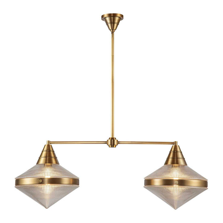 Alora Canada - LP348241VBPG - Two Light Linear Pendant - Willard - Vintage Brass/Prismatic Glass