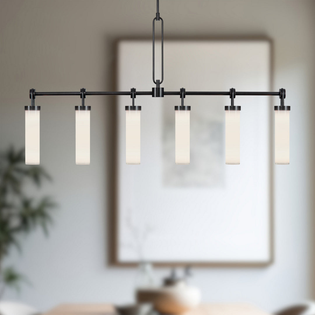 Alora Canada - LP355652UBGO - Six Light Linear Pendant - Wynwood - Urban Bronze/Glossy Opal