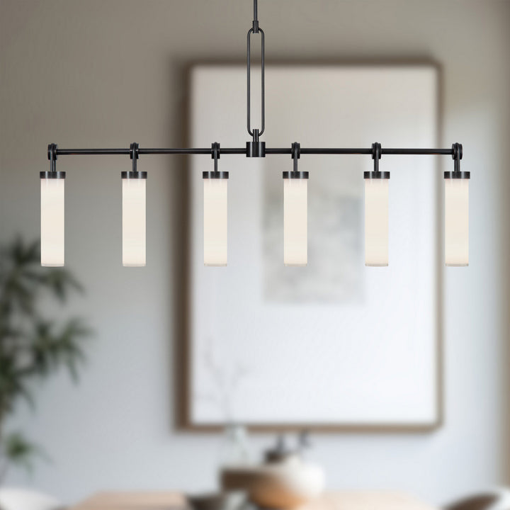 Alora Canada - LP355652UBGO - Six Light Linear Pendant - Wynwood - Urban Bronze/Glossy Opal