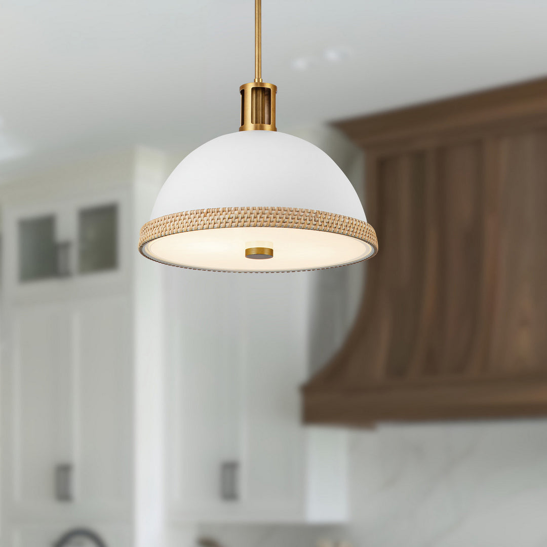 Alora Canada - PD331016MWVB - Two Light Pendant - Doral - Matte White/Vintage Brass