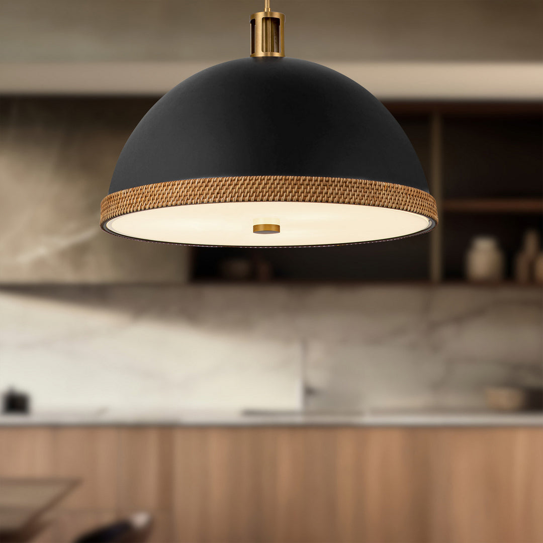 Alora Canada - PD331024MBVB - Three Light Pendant - Doral - Matte Black/Vintage Brass