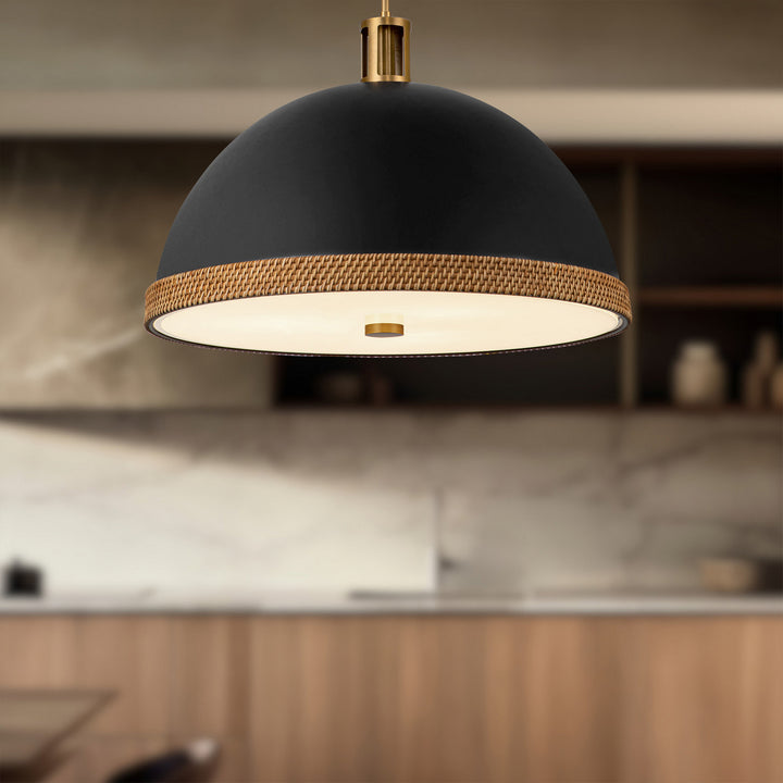 Alora Canada - PD331024MBVB - Three Light Pendant - Doral - Matte Black/Vintage Brass