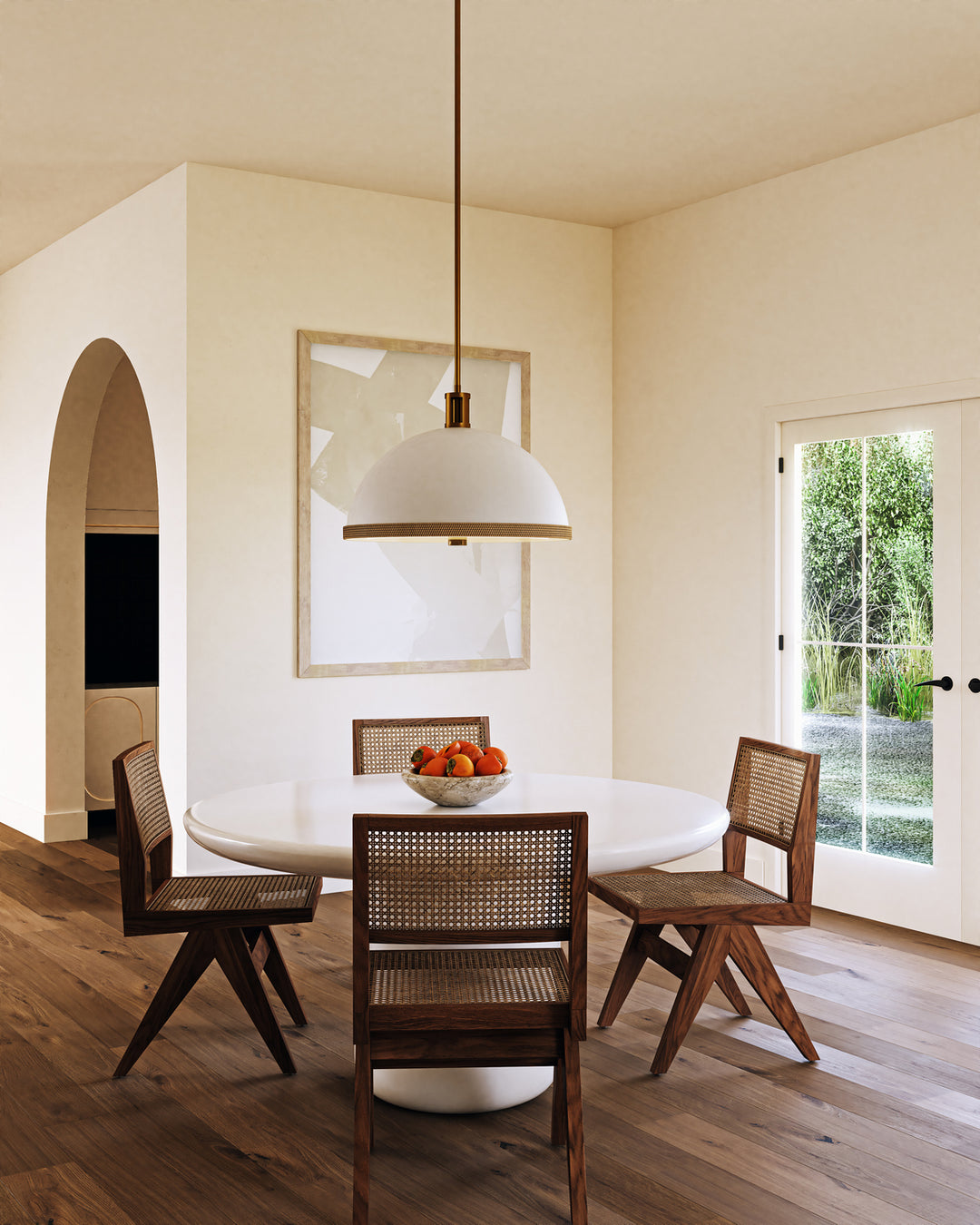 Alora Canada - PD331024MWVB - Three Light Pendant - Doral - Matte White/Vintage Brass