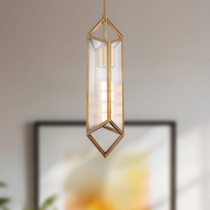 Alora Canada - PD332119VBCR - One Light Pendant - Cairo - Ribbed Glass/Vintage Brass