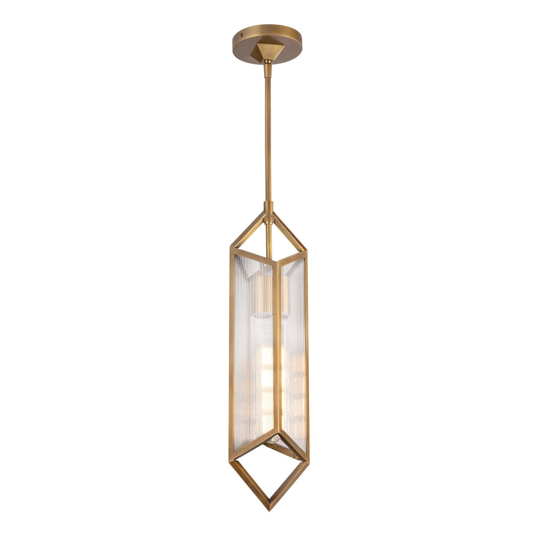 Alora Canada - PD332119VBCR - One Light Pendant - Cairo - Ribbed Glass/Vintage Brass