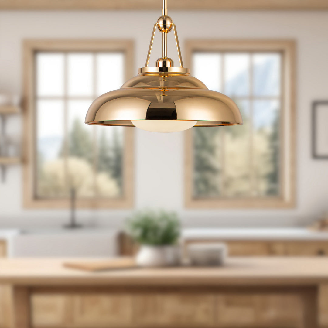 Alora Canada - PD344014PBGO - One Light Pendant - Palmetto - Polished Brass/Glossy Opal