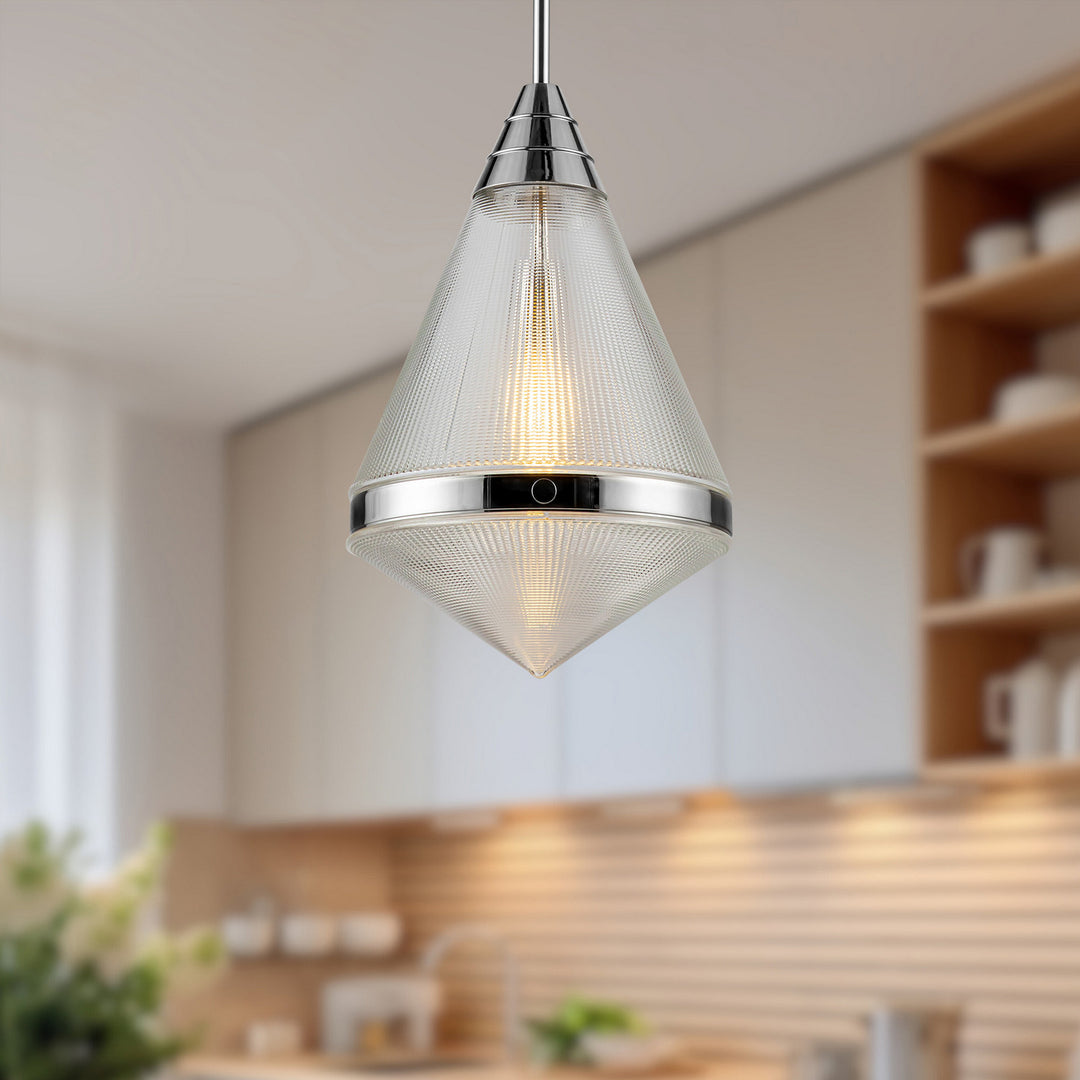 Alora Canada - PD348022PNPG - One Light Pendant - Willard - Polished Nickel/Prismatic Glass