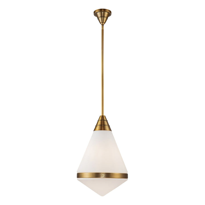 Alora Canada - PD348022VBOP - One Light Pendant - Willard - Vintage Brass/Opal Matte Glass