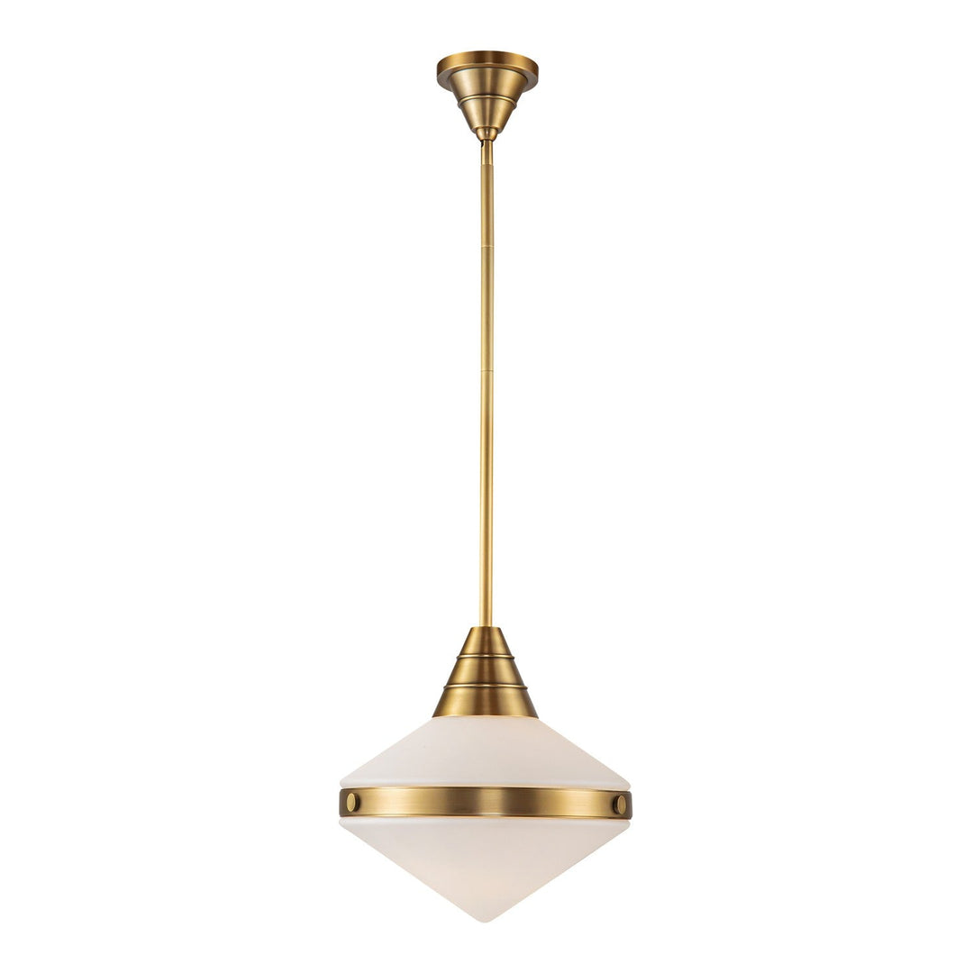 Alora Canada - PD348114VBOP - One Light Pendant - Willard - Vintage Brass/Opal Matte Glass