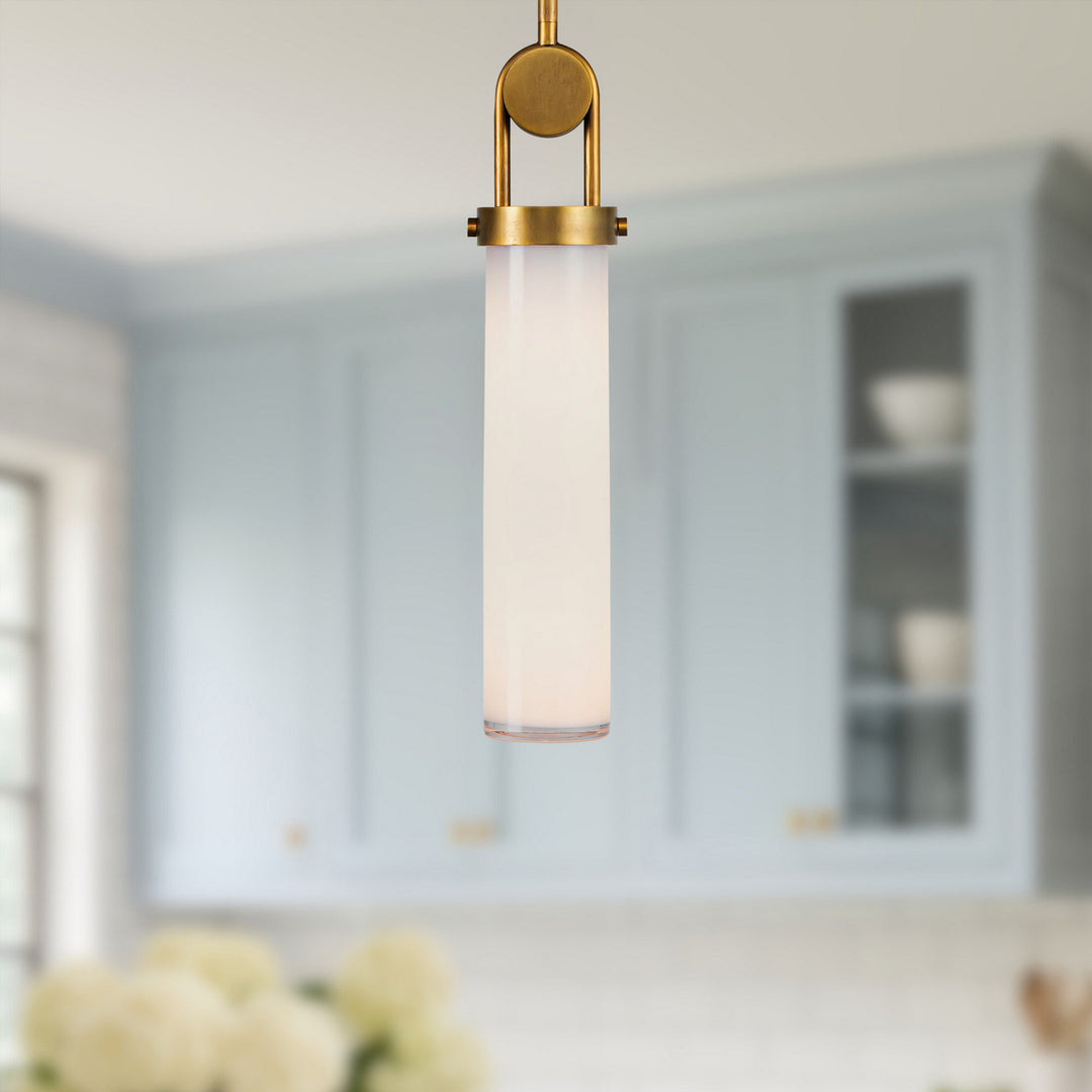 Alora Canada - PD355015VBGO - One Light Pendant - Wynwood - Vintage Brass/Glossy Opal