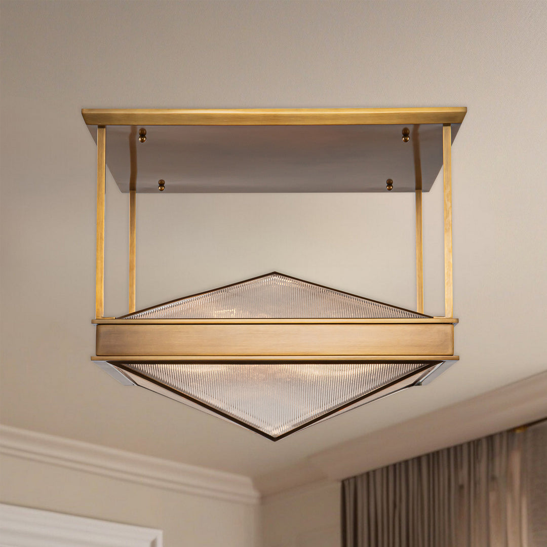 Alora Canada - SF332919VBCR - Four Light Semi Flush Mount - Cairo - Ribbed Glass/Vintage Brass