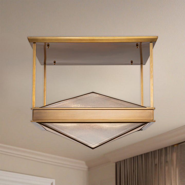 Alora Canada - SF332919VBCR - Four Light Semi Flush Mount - Cairo - Ribbed Glass/Vintage Brass