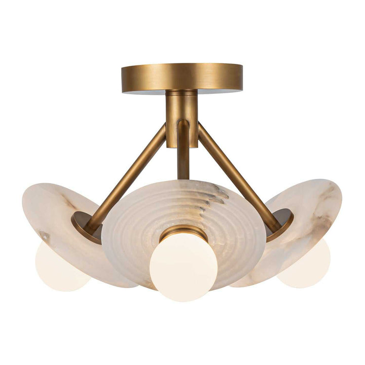 Alora Canada - SF346313VBAR - LED Semi Flush Mount - Dahlia - Vintage Brass/Alabaster
