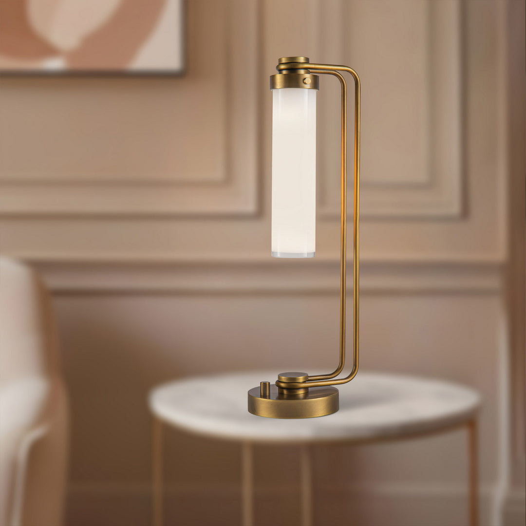 Alora Canada - TL355022VBGO - One Light Table Lamp - Wynwood - Vintage Brass/Glossy Opal
